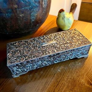 Godinger Victorian Style Silver Plated Jewelry Box w/ Filigree Design